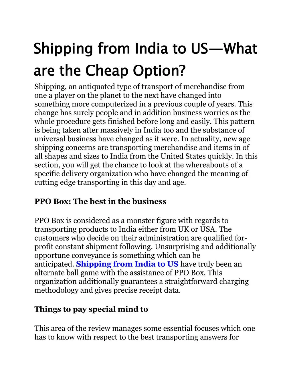 shipping from india to us are the cheap shipping