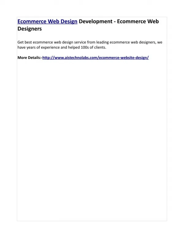 Ecommerce Web Design Development - Ecommerce Web Designers