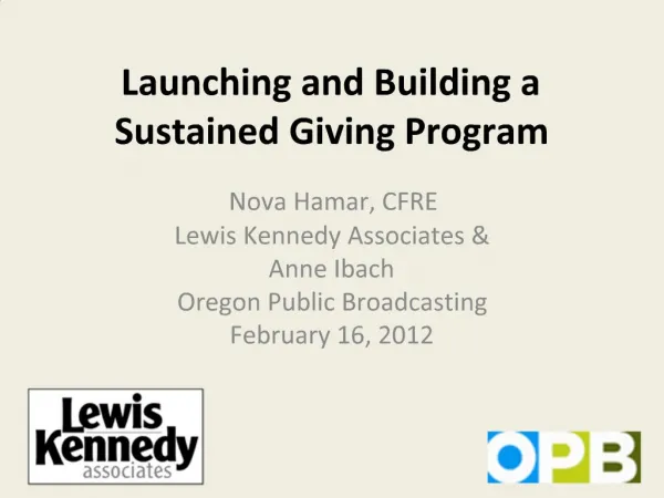 Launching and Building a Sustained Giving Program