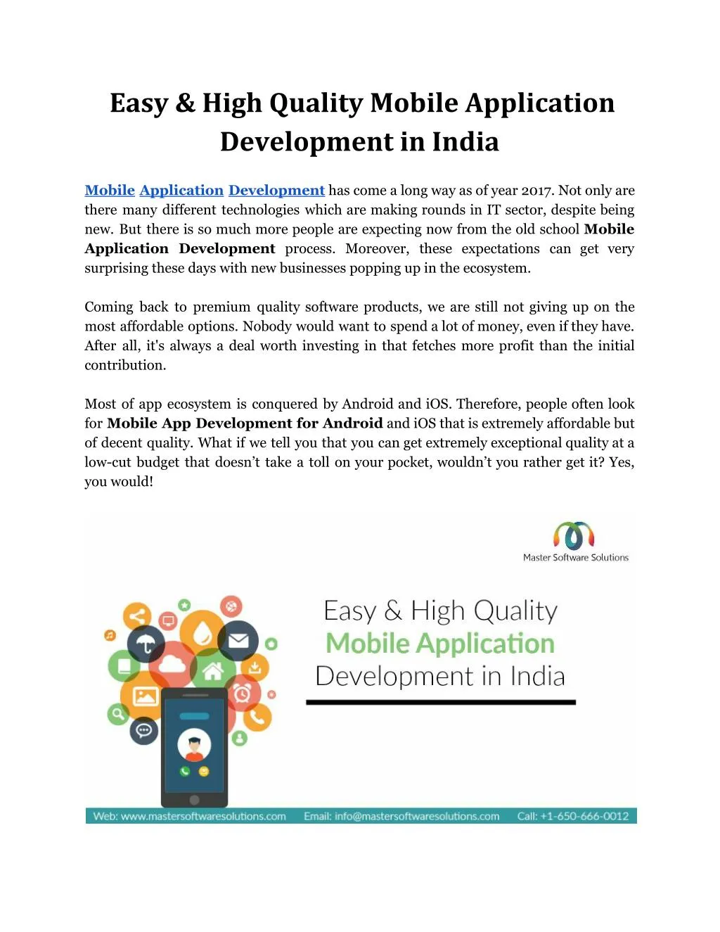 easy high quality mobile application development
