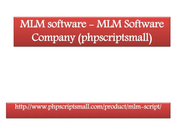 MLM software - MLM Software Company (phpscriptsmall)