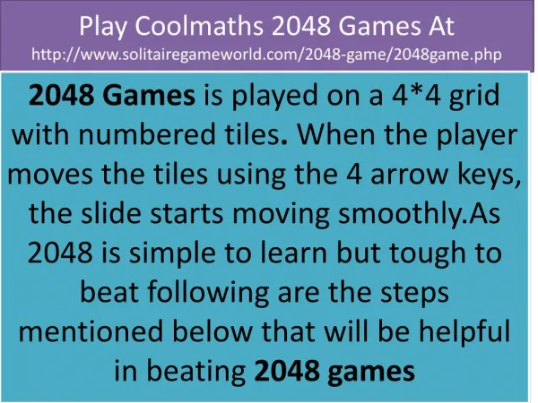 Refresh your mind by play 2048 game online