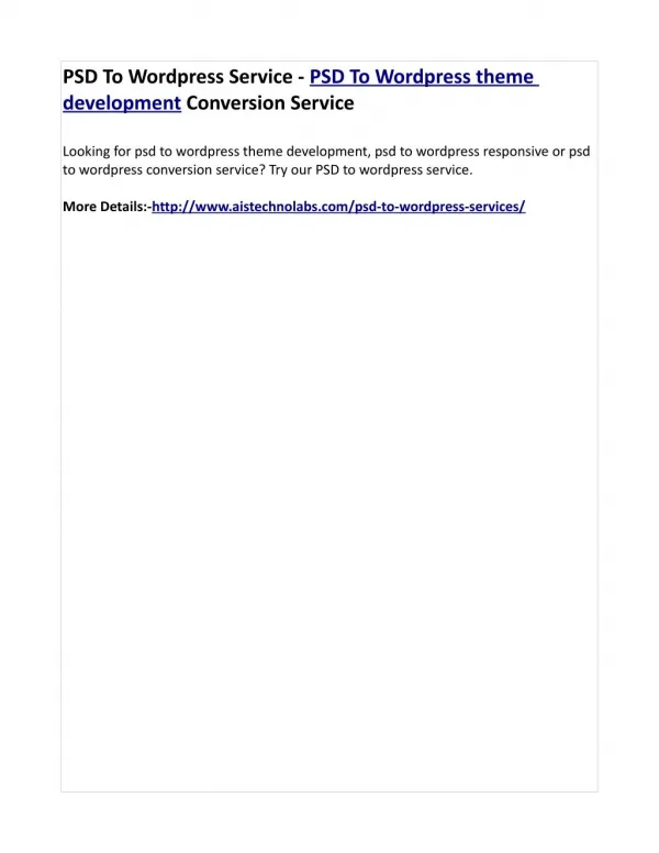 PSD To Wordpress Service - PSD To Wordpress theme development Conversion Service