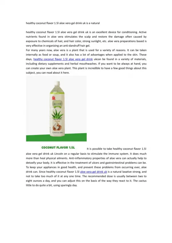 healthy coconut flavor 1.5l aloe vera gel drink uk is a natural