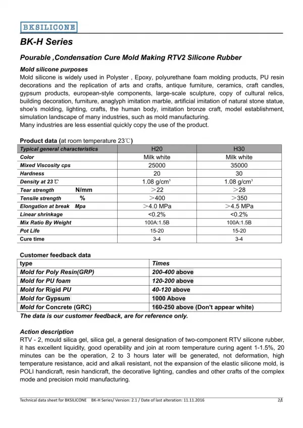 Pourable ,Condensation Cure Mold Making RTV2 Silicone Rubber