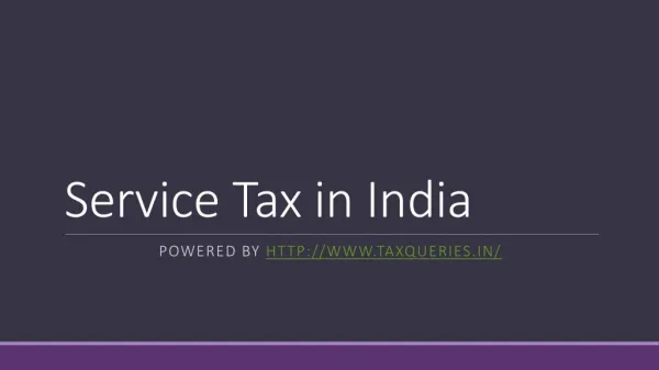 Service tax in India