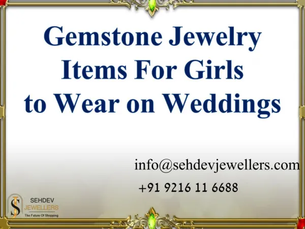 Gemstone Jewelry Items for girls to wear on Weddings