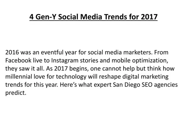 4 Gen-Y Social Media Trends for 2017