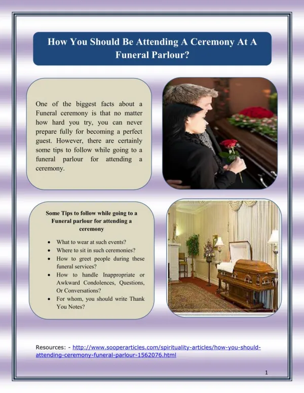 How You Should Be Attending A Ceremony At A Funeral Parlour?