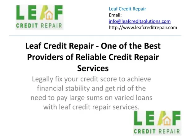 Leaf credit repair one of the best providers of reliable credit repair services