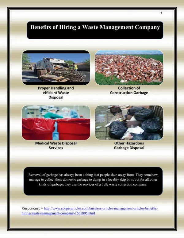 Benefits of Hiring a Waste Management Company