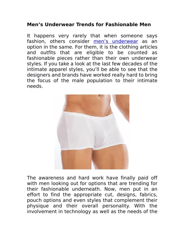 Men's Underwear Trends for Fashionable Men
