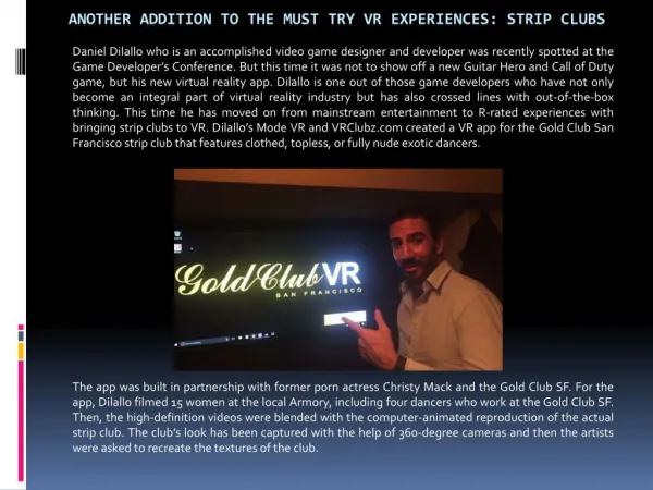 Another addition to the must try VR experiences: Strip Clubs
