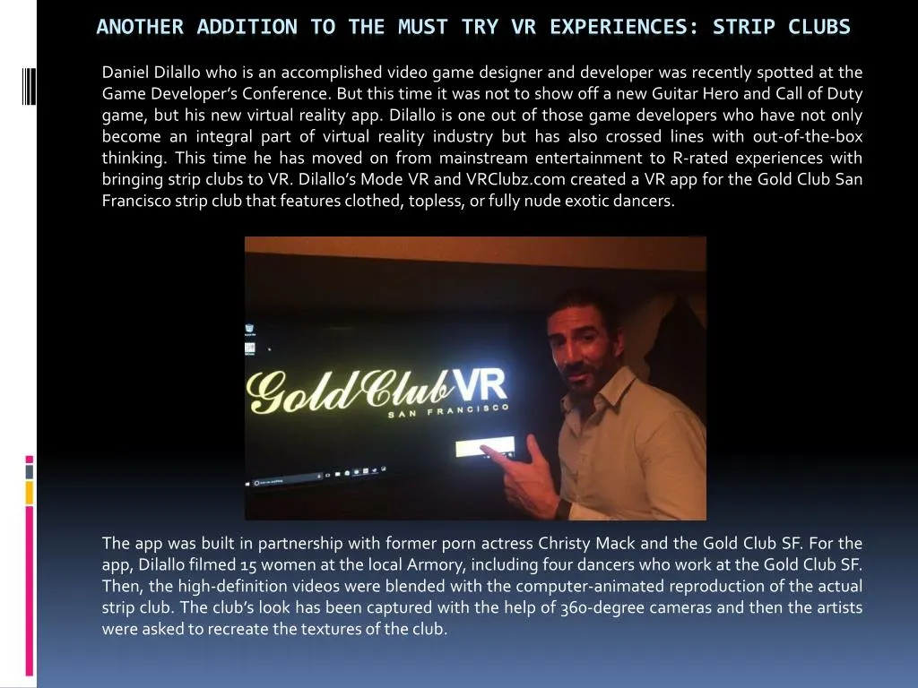 another addition to the must try vr experiences strip clubs