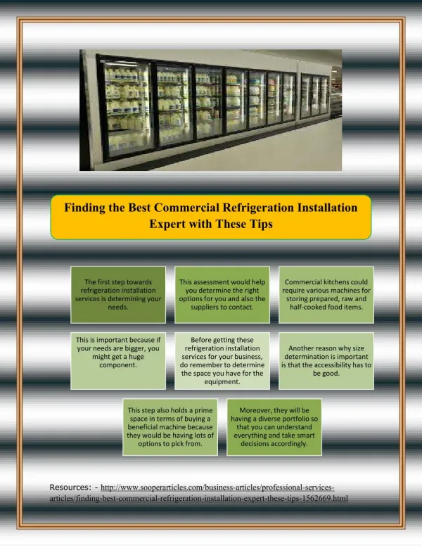 Finding the Best Commercial Refrigeration Installation Expert with These Tips