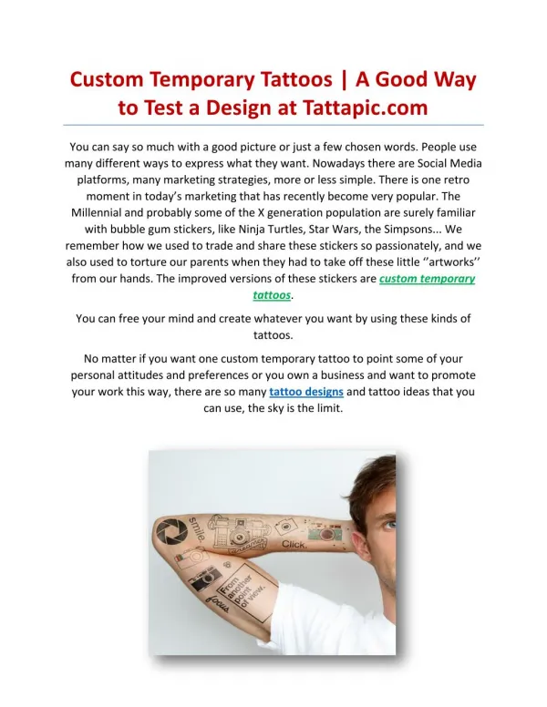 Custom Temporary Tattoos | A Good Way to Test a Design at Tattapic.com