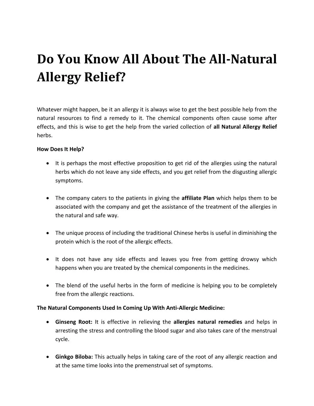 do you know all about the all natural allergy