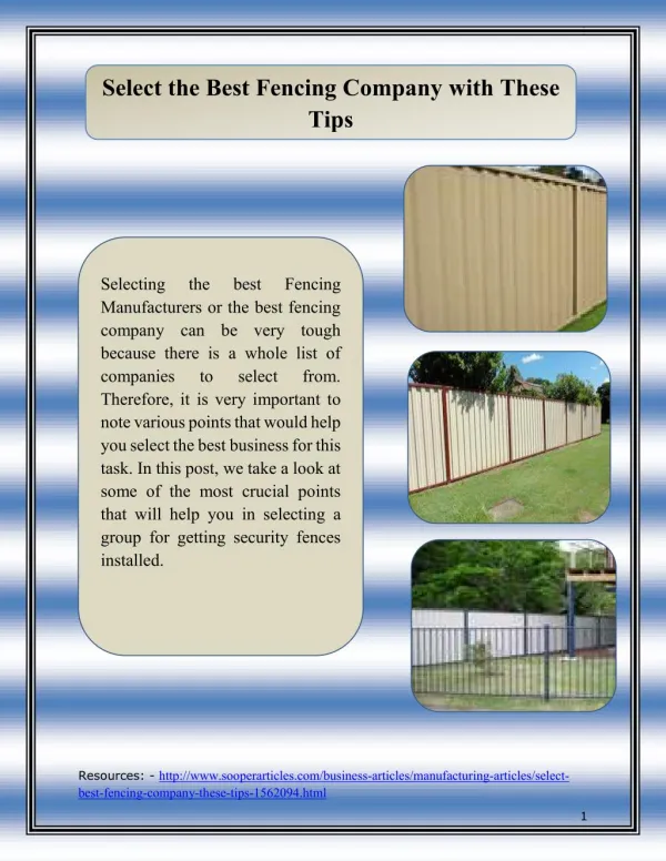 Select the Best Fencing Company with These Tips
