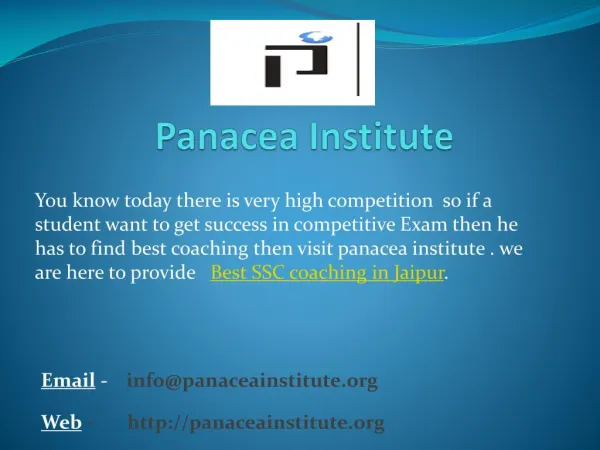 Join Top SSC CGL Coaching in Jaipur - Panacea Institute