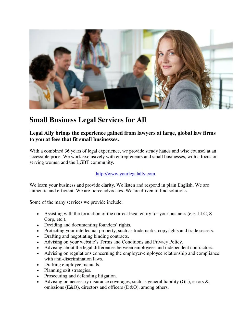 small business legal services for all