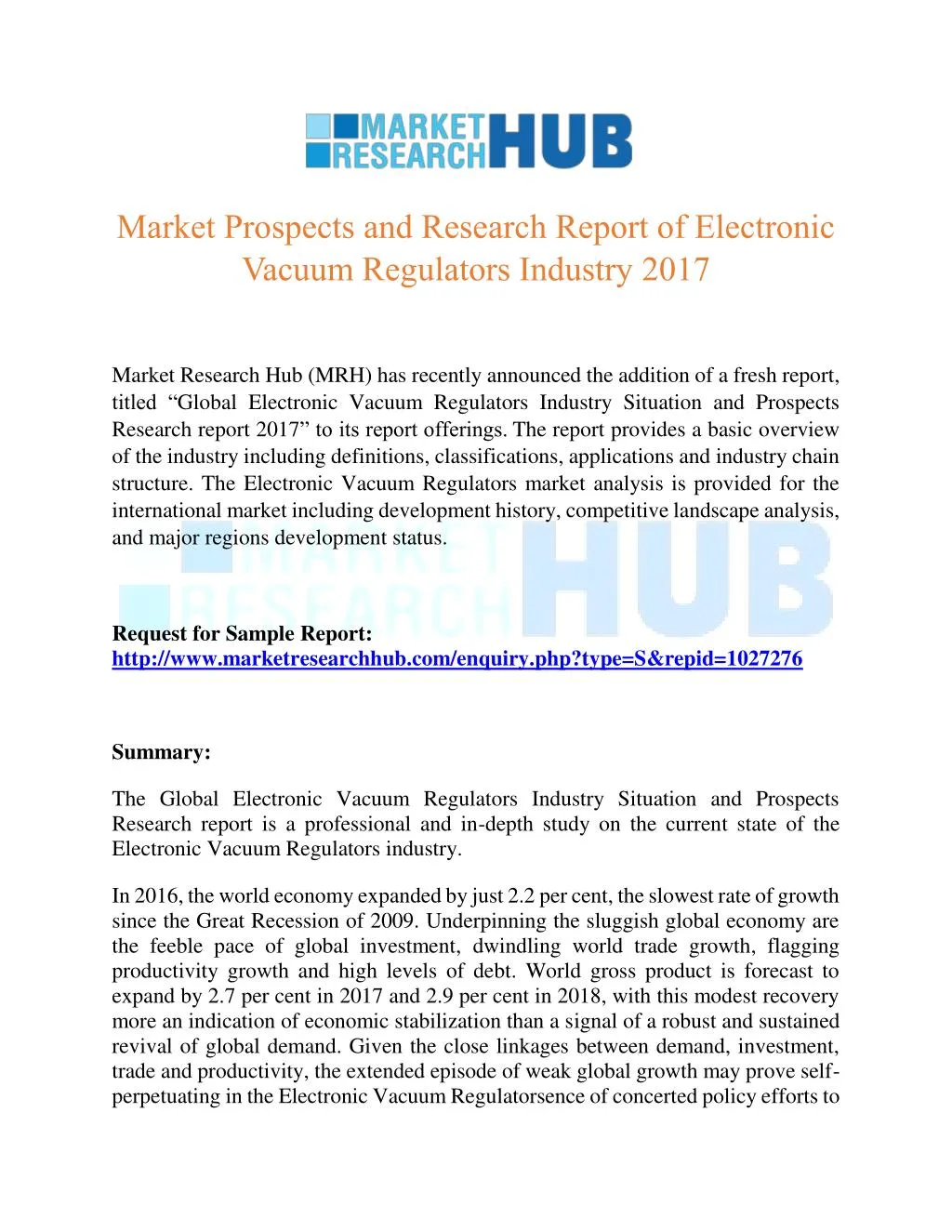 market prospects and research report