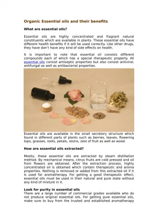 Organic Essential oils and their benefits - slide 1