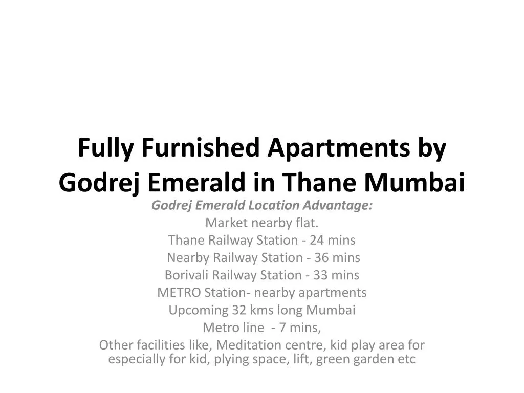 fully furnished apartments by godrej emerald in thane mumbai