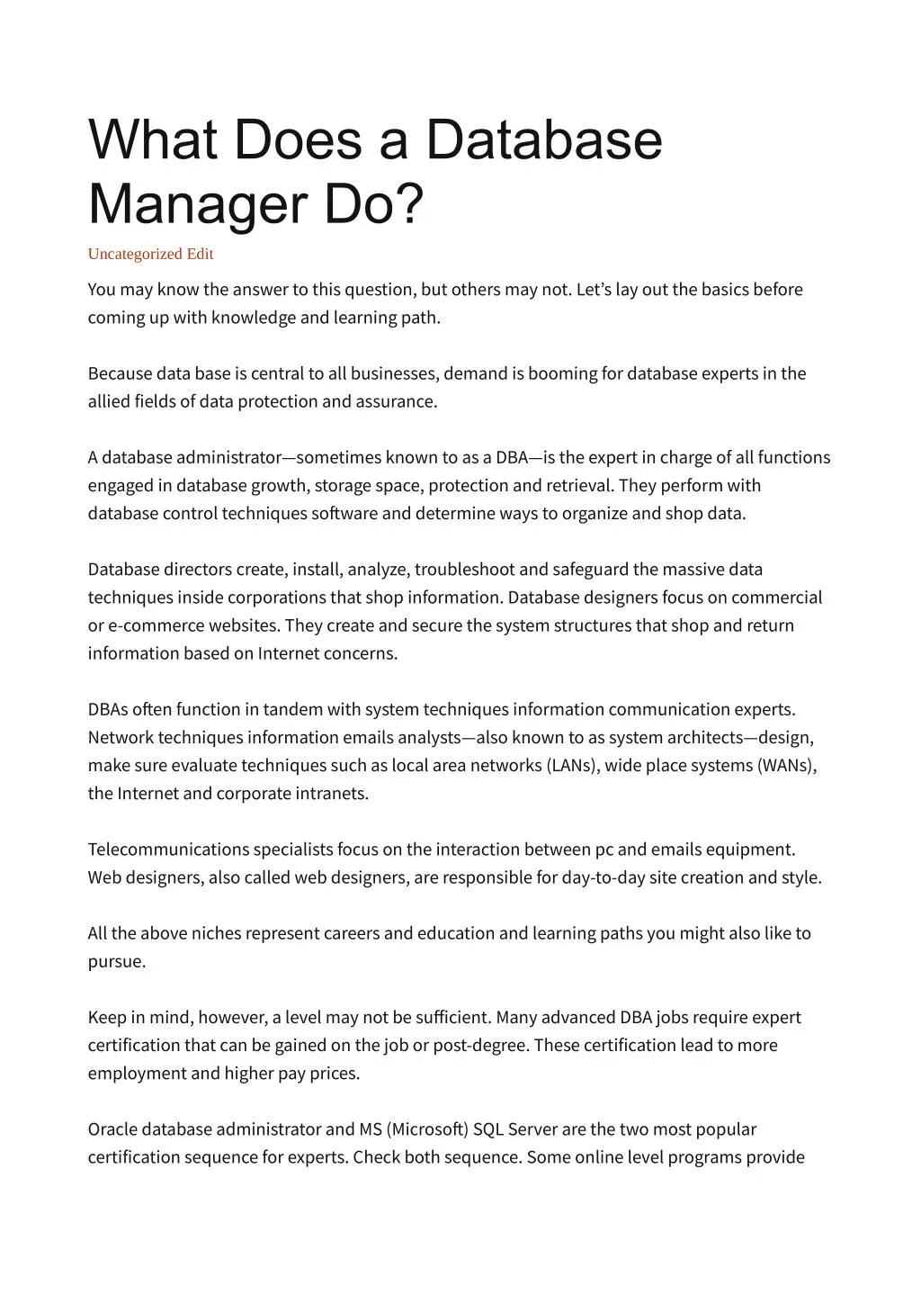 what does a database manager do