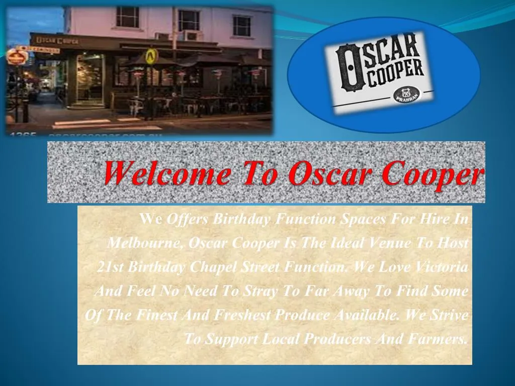 welcome to oscar cooper