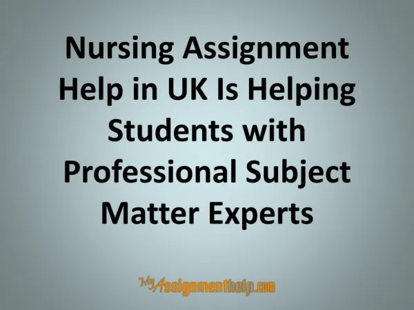 Nursing Assignment Help and Nursing Homework Help Services