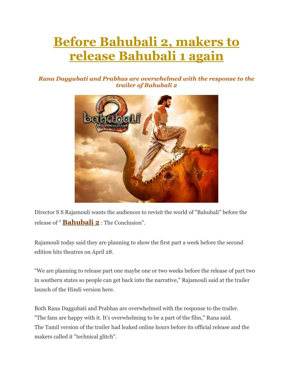before bahubali 2 makers to release bahubali