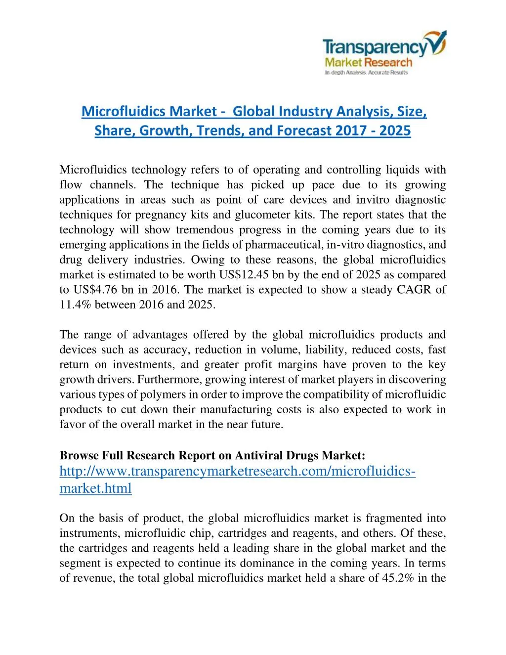 microfluidics market global industry analysis