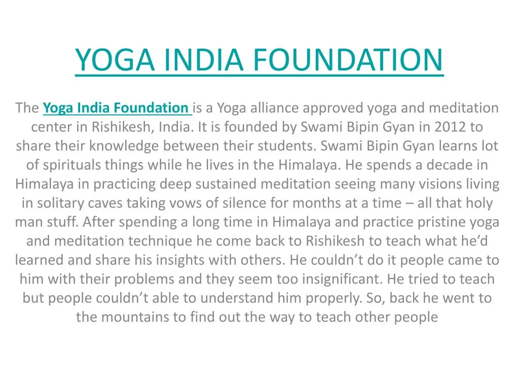 yoga india foundation