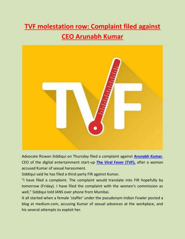 TVF molestation row: Complaint filed against CEO Arunabh Kumar