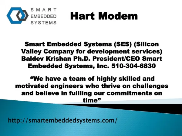 Industrial automation devices- Smartembeddedsystems.com- HART modem- HART devices Solution- HART STACK for controls