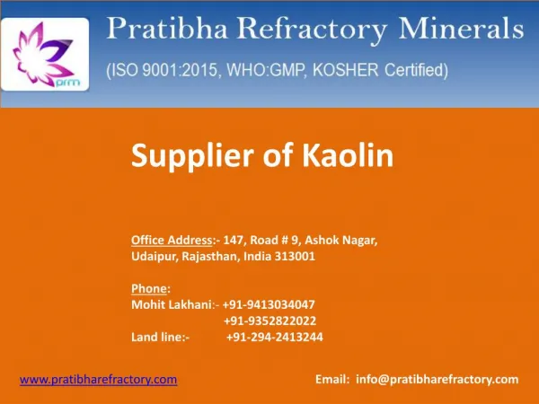 Supplier of Kaolin