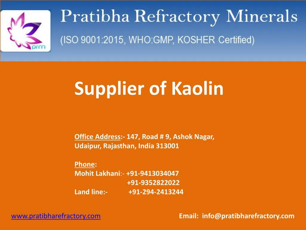 supplier of kaolin