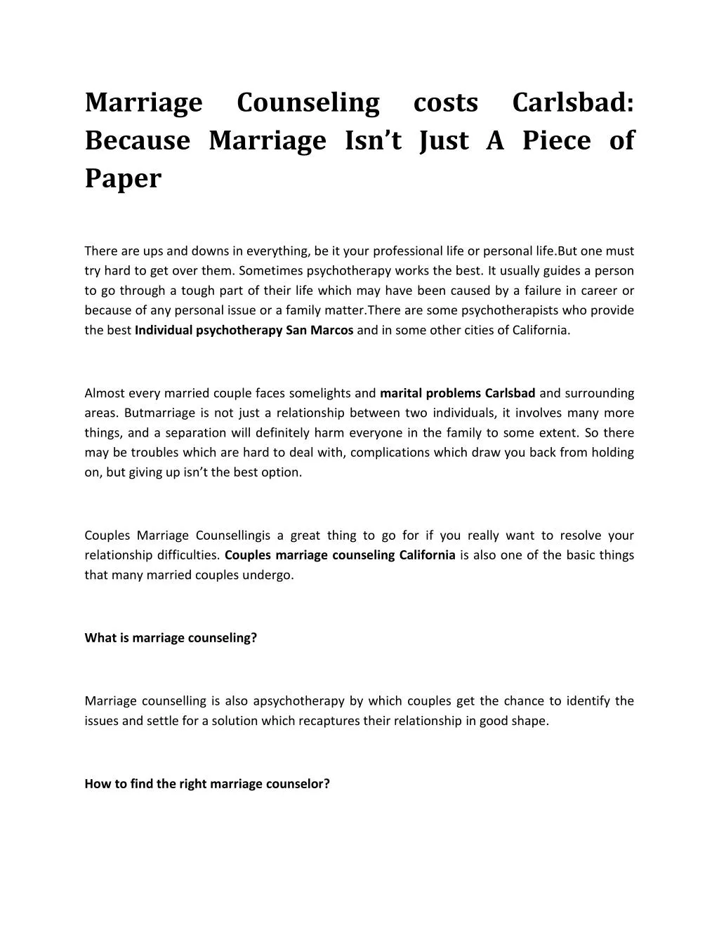 marriage because marriage isn t just a piece