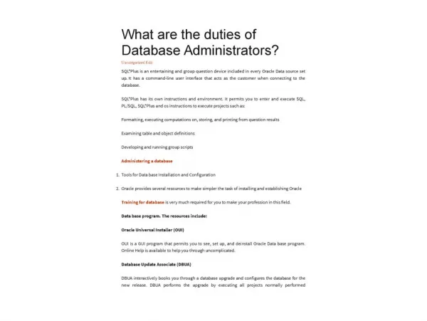 What are the duties of Database Administrators?