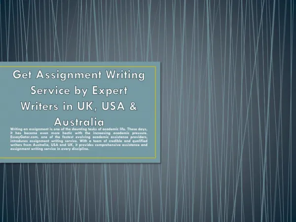 Assignment Writing Service - Get Professional Online Assignment Writing Help Australia