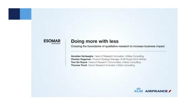 ESOMAR Qualitative 2012: MROC case with Air France / KLM