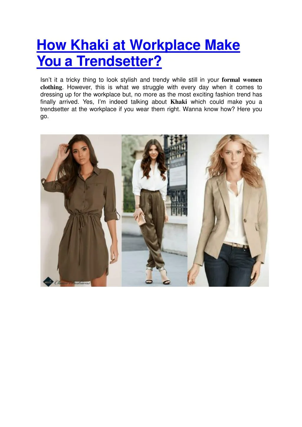 how khaki at workplace make you a trendsetter