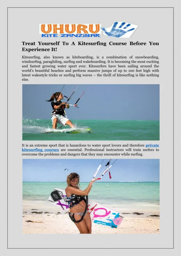 Treat Yourself To A Kitesurfing Course Before You Experience It!
