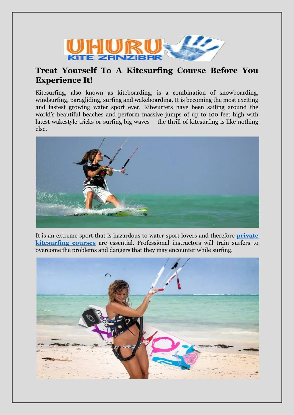 treat yourself to a kitesurfing course before