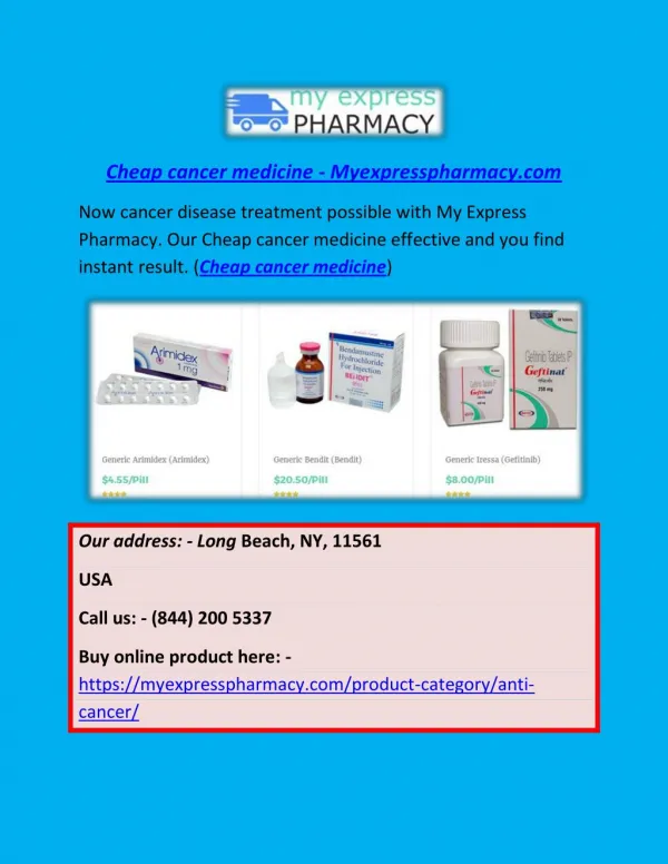 Cheap cancer medicine - Myexpresspharmacy.com
