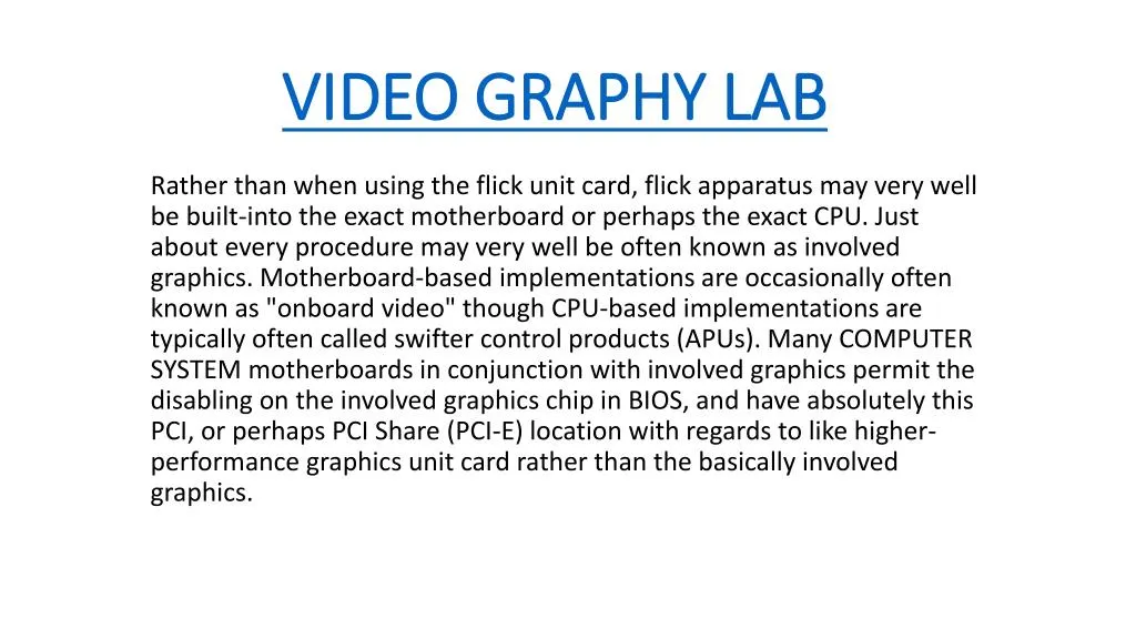 video graphy lab