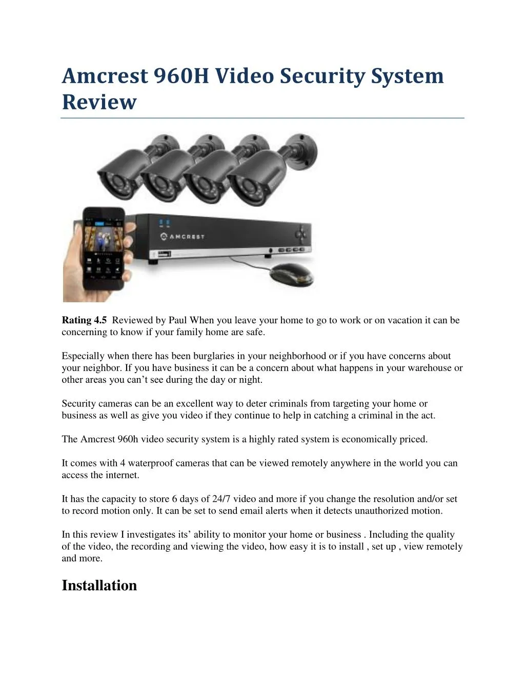 amcrest 960h video security system review