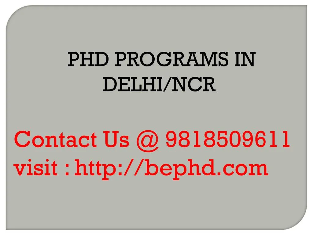 phd programs in delhi ncr