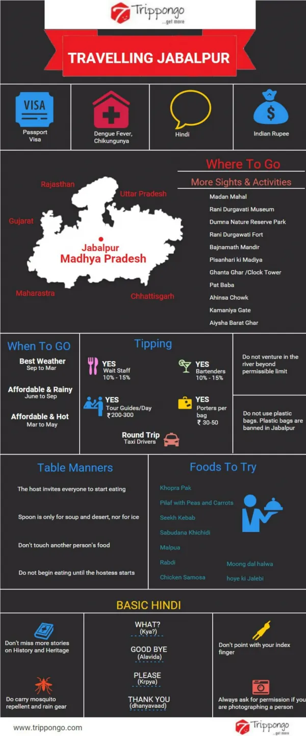 Jabalpur Travelling Infographic - Trippongo