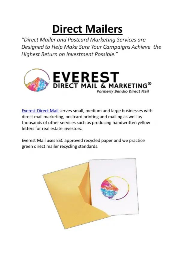 Direct Mailers - Online Service by Everestdmm